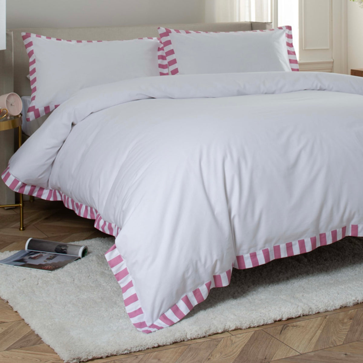 Celine Cotton Printed Duvet Cover Set | Super King | Pink