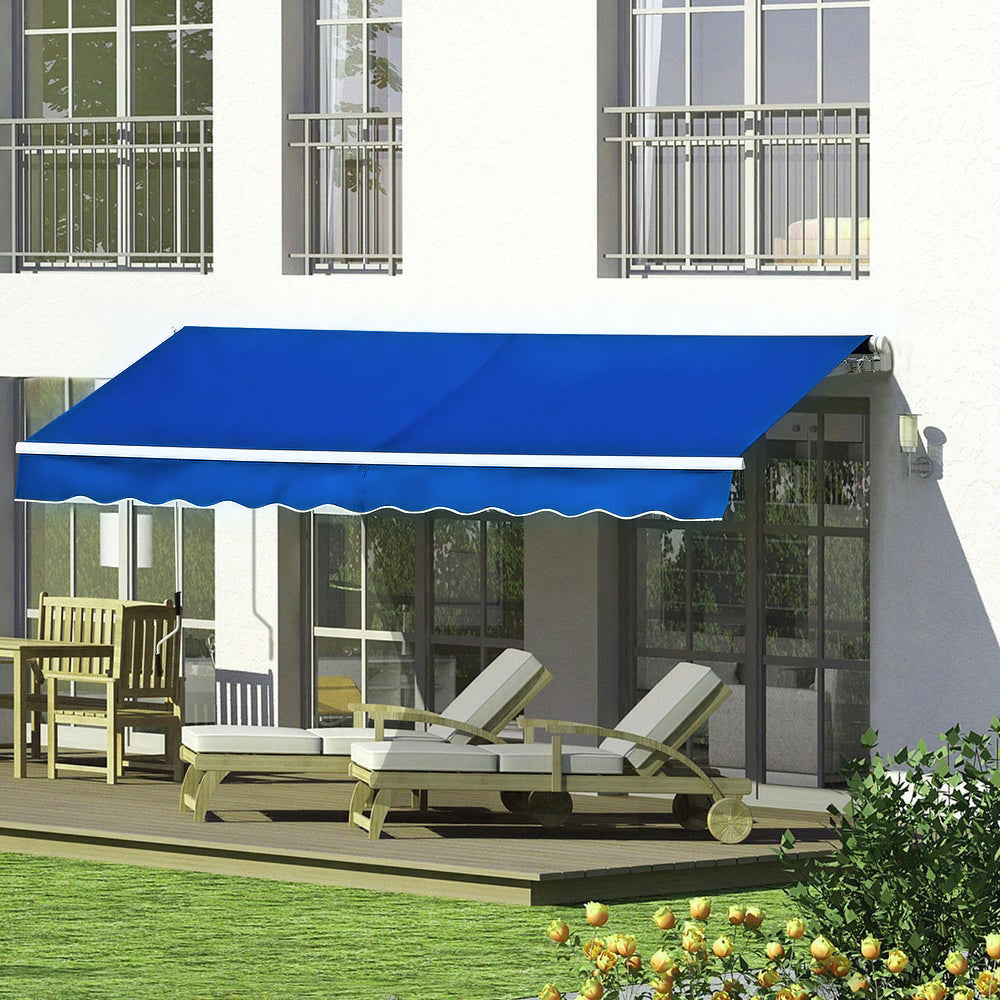 200cm W X 150cm D Outdoor Retractable Patio Awning For Window And Door | One Size | Blue