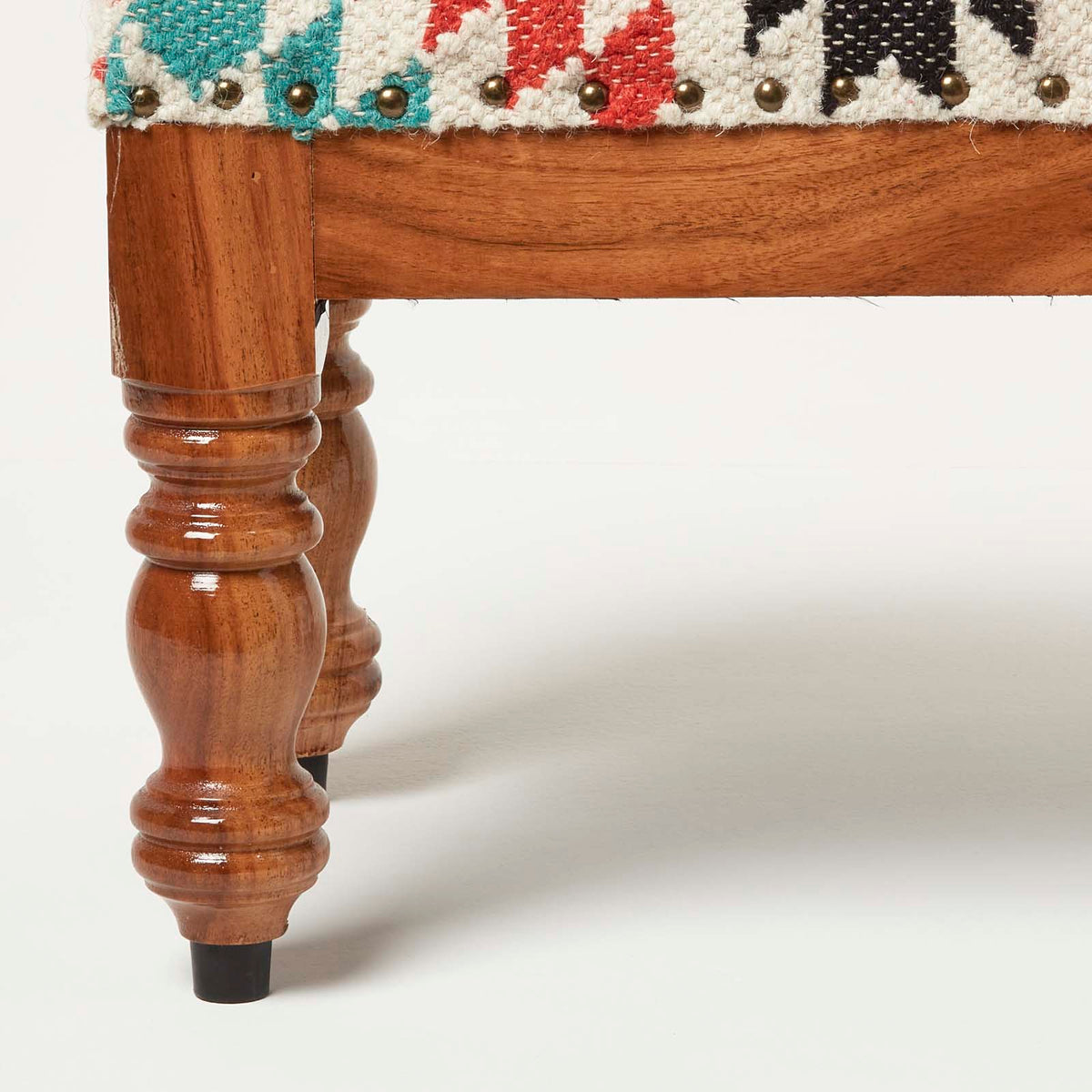 HOMESCAPES Manila Handwoven Kilim Footstool 50 X 30 Cm