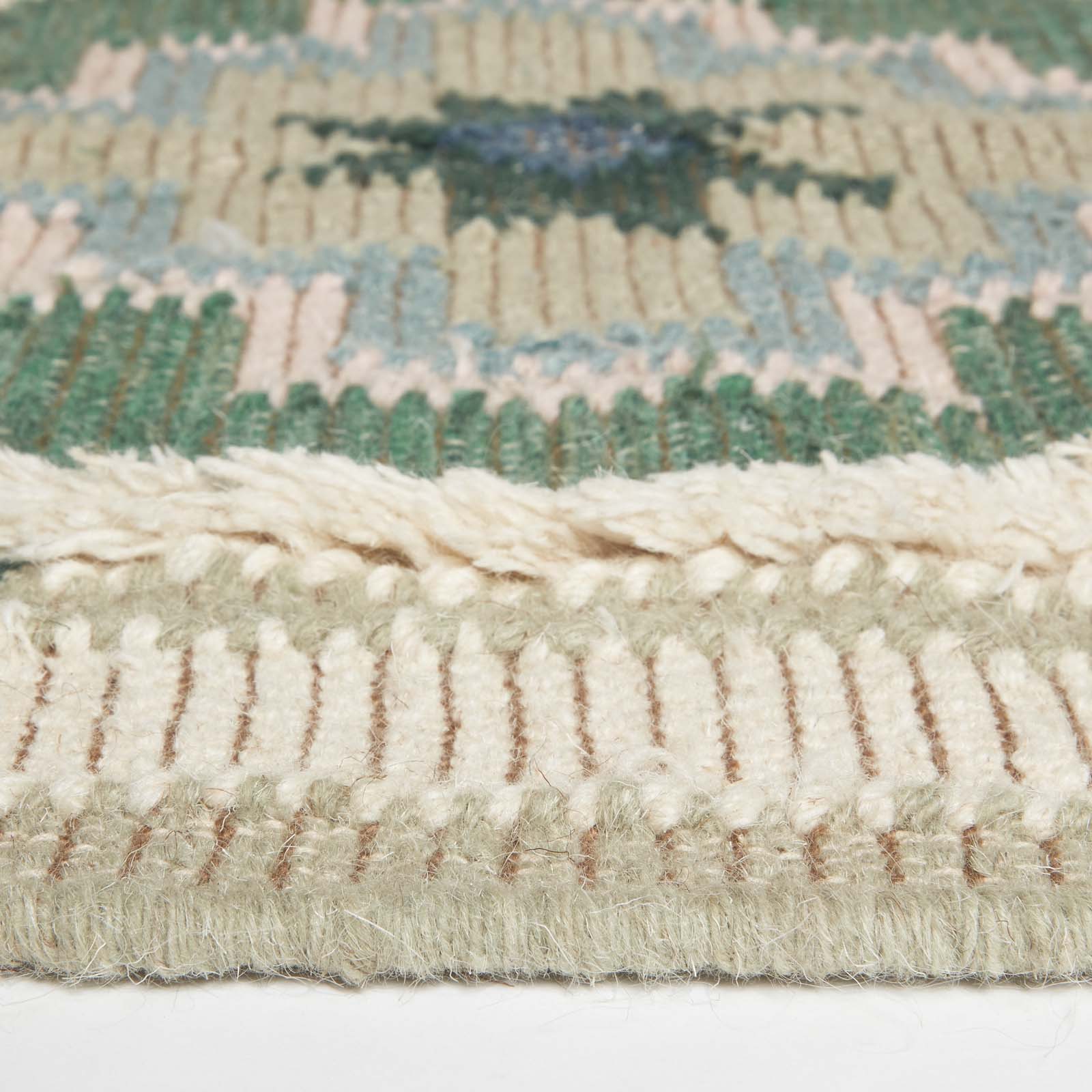 Matala Green & Blue Kilim Wool Rug | 200cm | Light Green