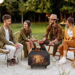Firepit Square Garden Stove Patio Black Steel