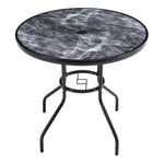Round Garden Tempered Glass Marble Coffee Table - 80cm Dia X 72cm