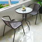 Set Of 2 Pe Rattan Stacking Garden Chairs Outdoor Patio Dining Armchairs