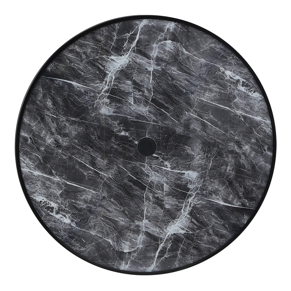 Round Garden Tempered Glass Marble Coffee Table - 80cm Dia X 72cm