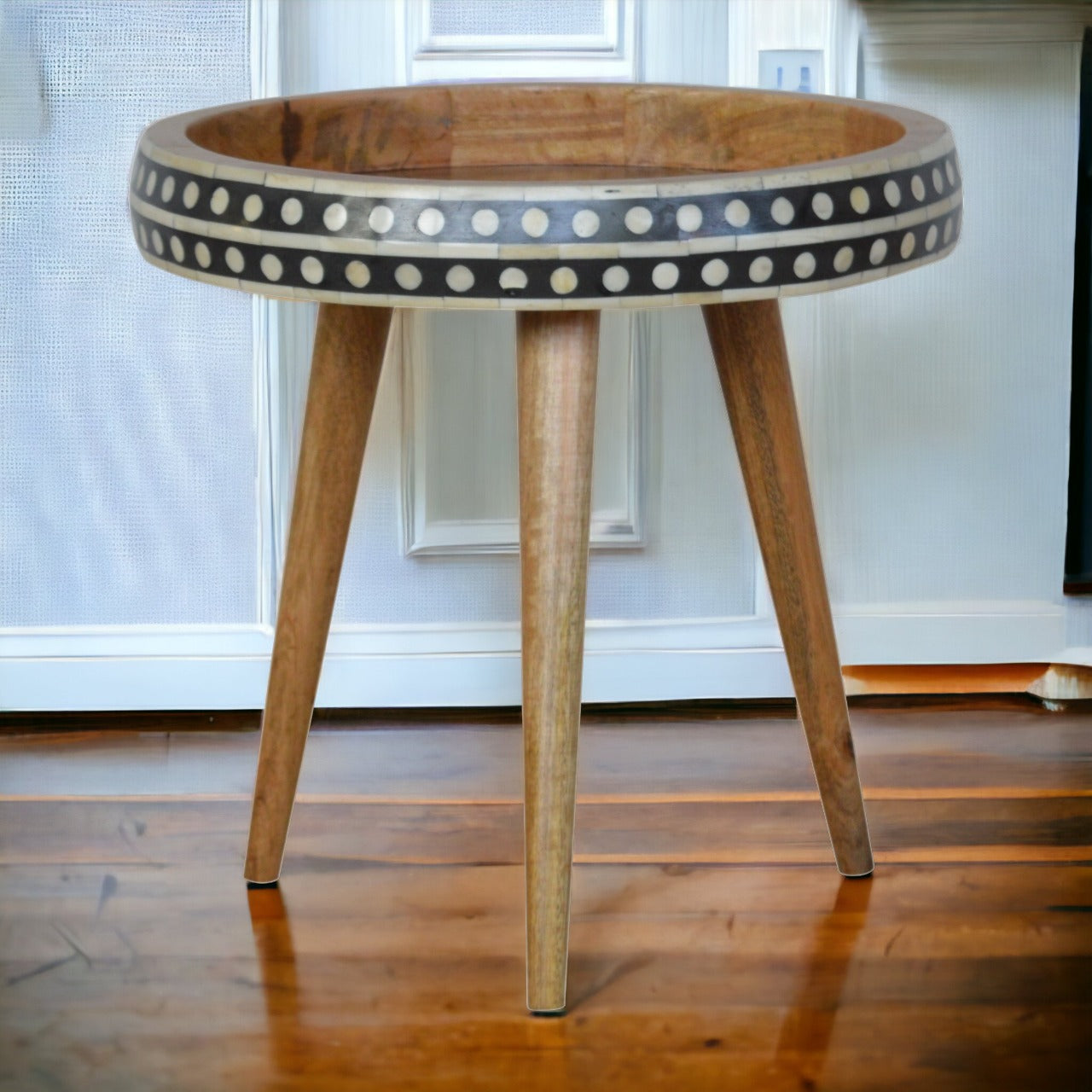 Solid Mango Wood Small Dotted End Table