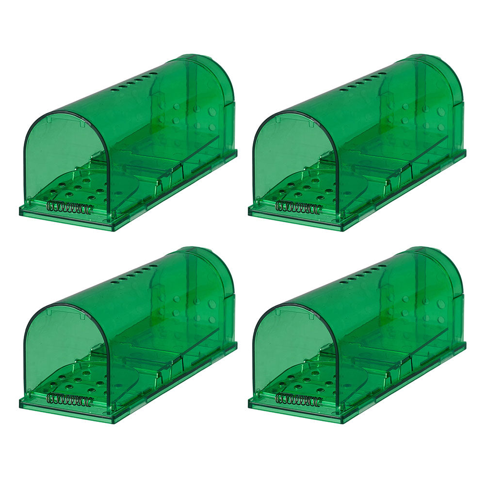 4 Pack Plastic Humane Mouse Trap Cages | One Size | Green