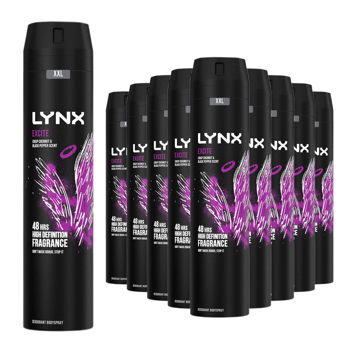 Xxl Aerosol Deodorant Body Spray Excite 48h Protection 250ml, 24 Pack | Set of 24