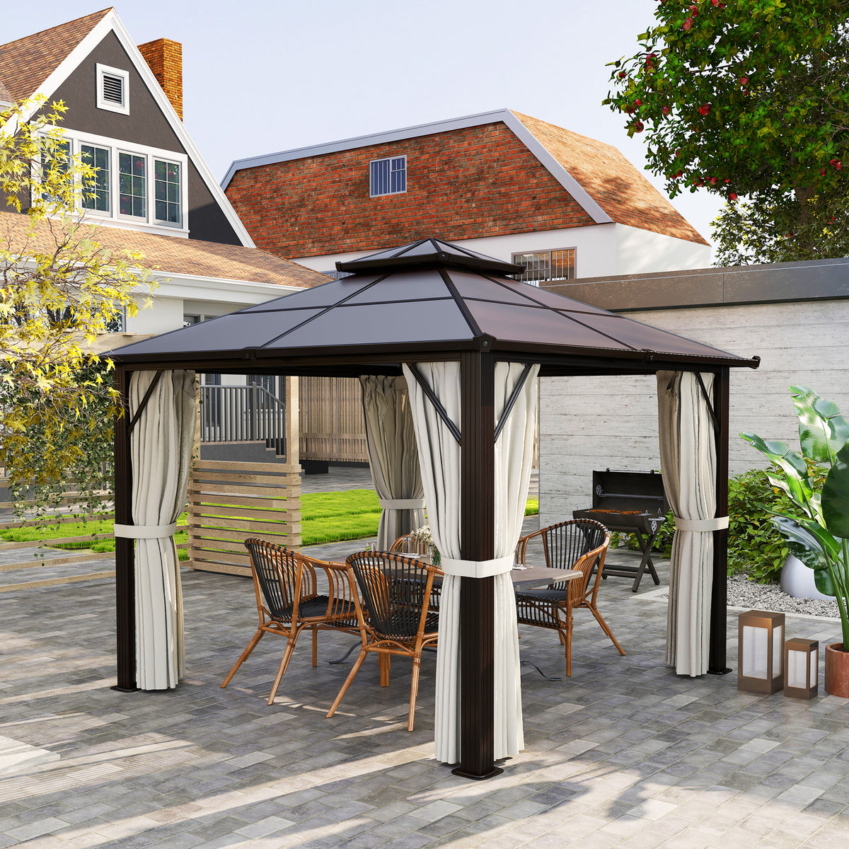 3x3m Hardtop Gazebo With Upf30+ Double Polycarbonate Roof