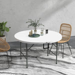 Φ122 Folding Garden Table, Hdpe Round Picnic Table, White