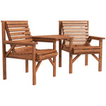 Wooden Garden Love Seat With Coffee Table Partner Bench | Tan