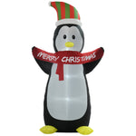 8ft Inflatable Penguin & Christmas Banner Decor Inner Led