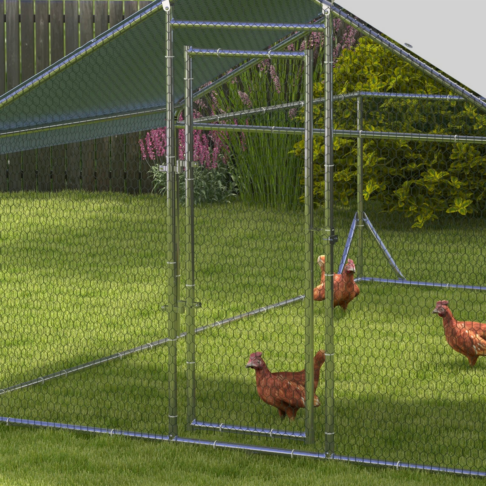 PawHut Pawhut Walk-in Chicken Run, Hen House, For Ducks, Rabbits W/ Water-resist Roof