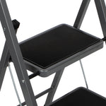 3 Step Ladder, Heavy-duty Steel Folding Home Diy Step Stool With Wide Non-slip Steps & Anti Slip Feet 150kg Capacity | 3 Step | Grey