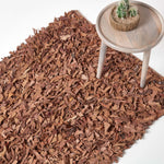 Dallas Leather Shaggy Rug | 120cm x 180cm | Brown