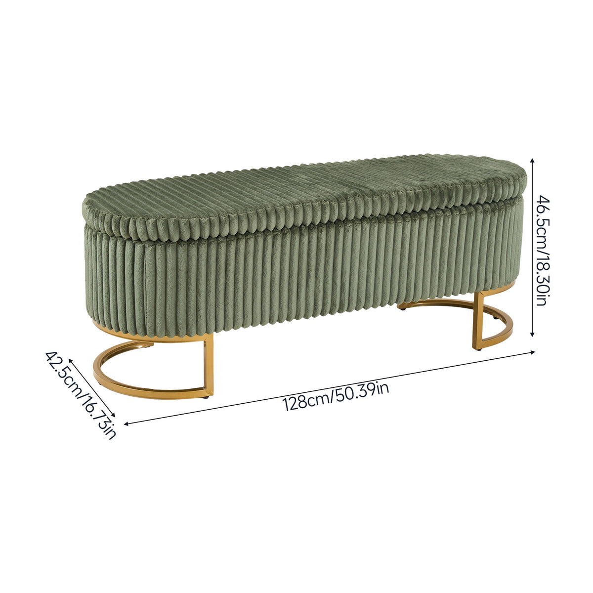 Corduroy Upholstered Storage Bench | Green