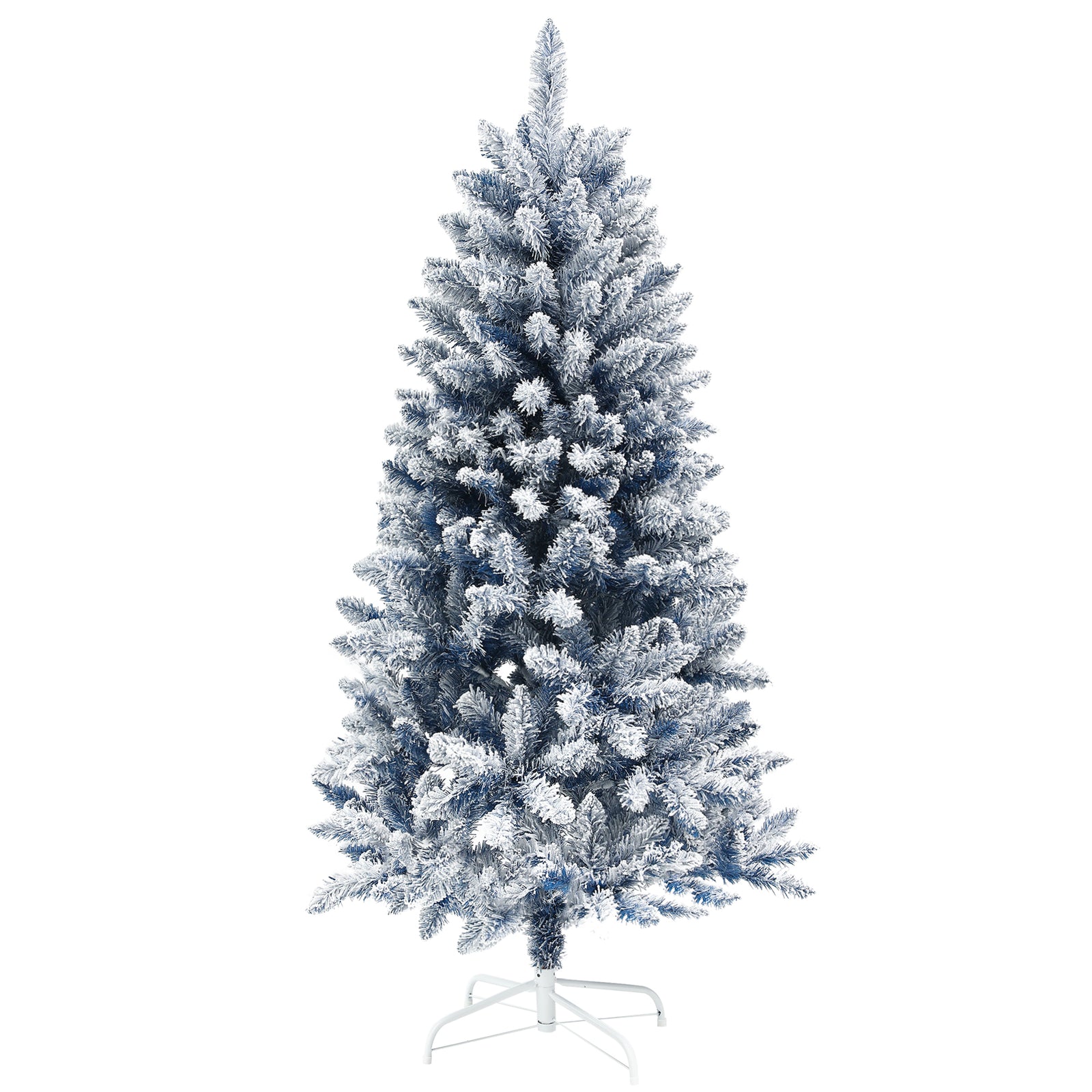 5/6ft Blue Snow Flocked Christmas Tree, Hinged | 5ft | Blue