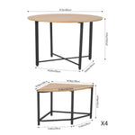 5-piece Round Dining Table Set With 4 Nesting Stools, Wood Grain Top & Black Metal Frame