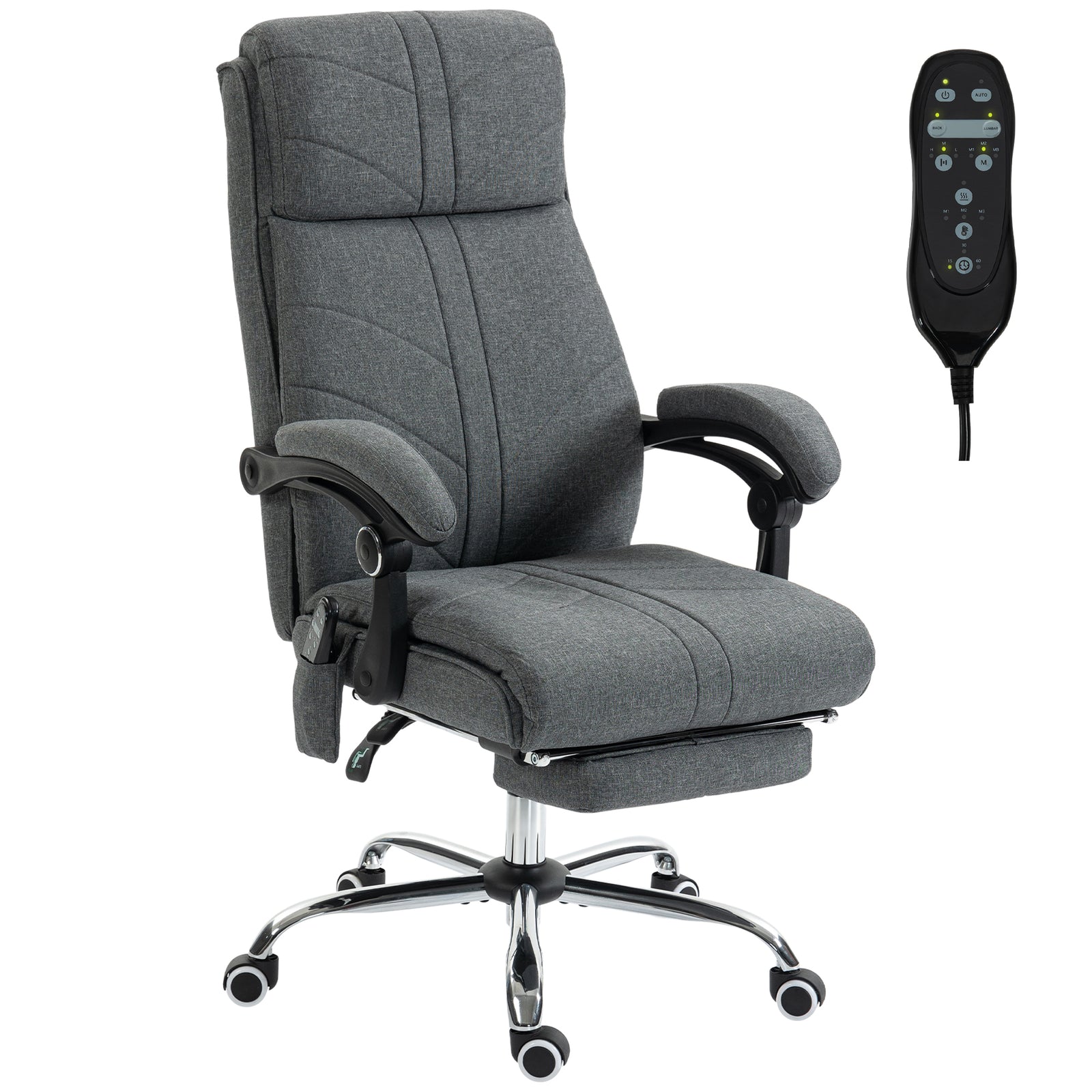 Vibration Massage Office Chair With Heat, Footrest | Grey
