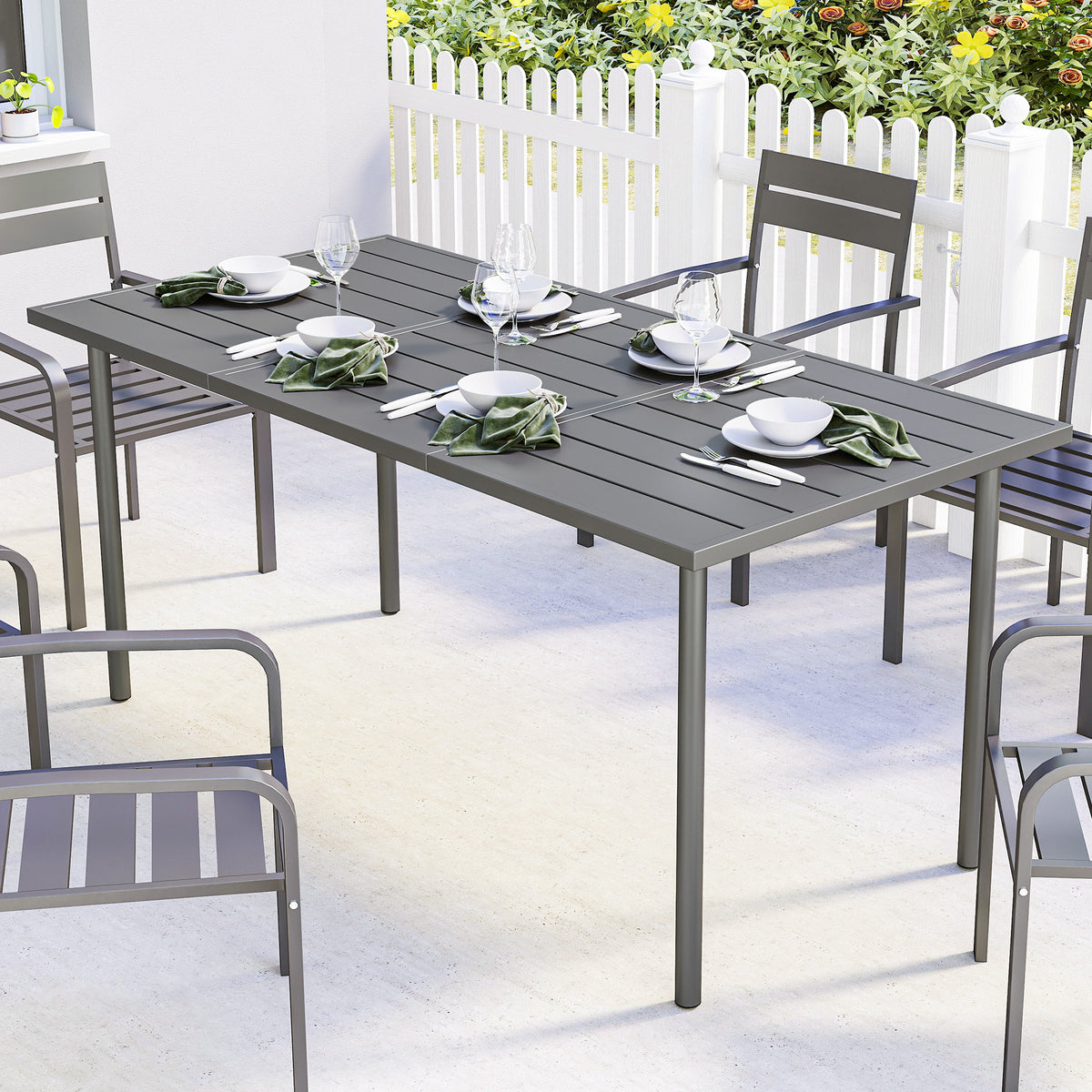 Garden Dining Table For 6 Person, 165 X 80 Cm