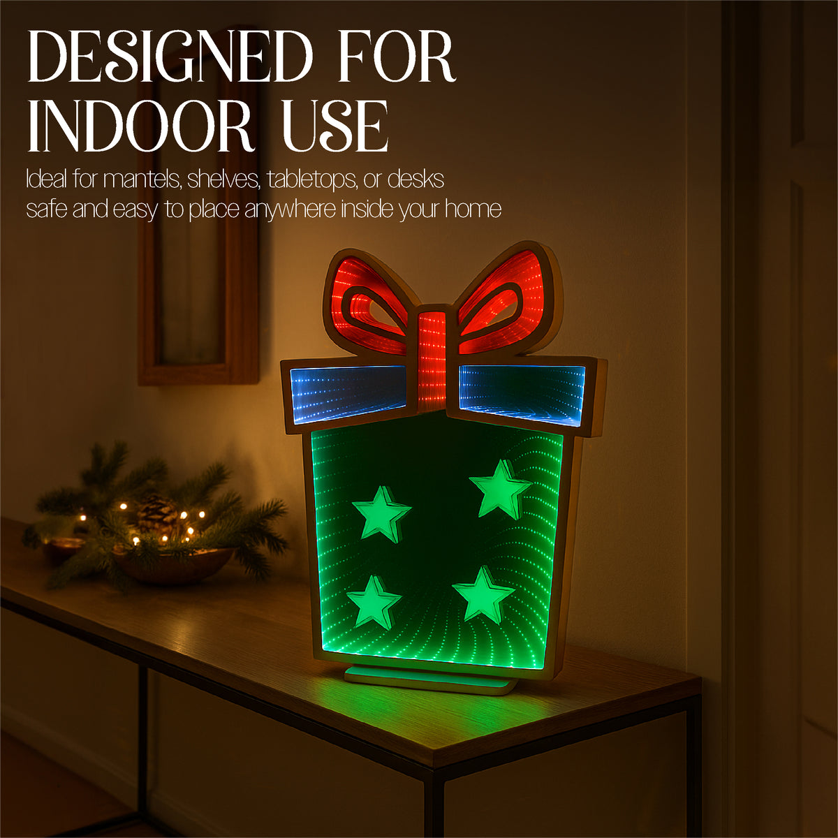 Xmas Haus 42x56cm 136 Led Giftbox Infinity Light 3m Cable