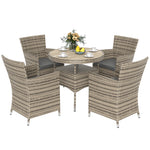 4 Seater Garden Dining Set, Double Layer Table, Grey