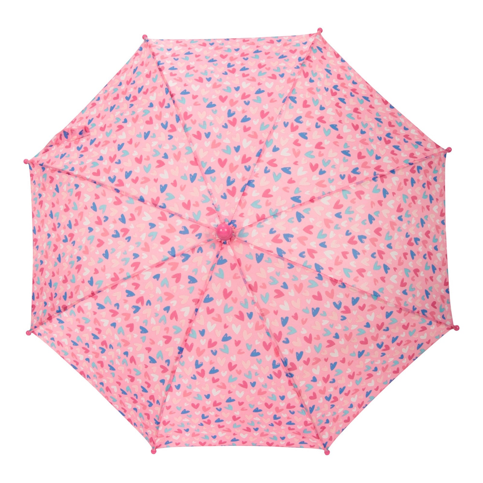 Childrens/kids Hearts Stick Umbrella | One Size | Pink