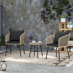 3 Piece Rattan Bistro Set, Patio Conversation Set | Natural
