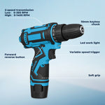 Cordless Drill Combi Driver Electric Screwdriver Set 2.0ah Battery | Blue