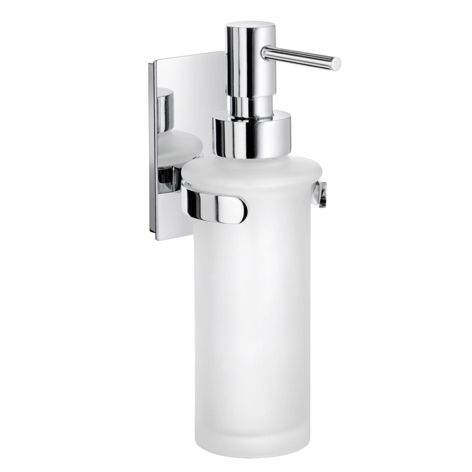 Frosted Glass 200ml Soap Dispenser With Chrome Wall Mount | Polished Chrome
