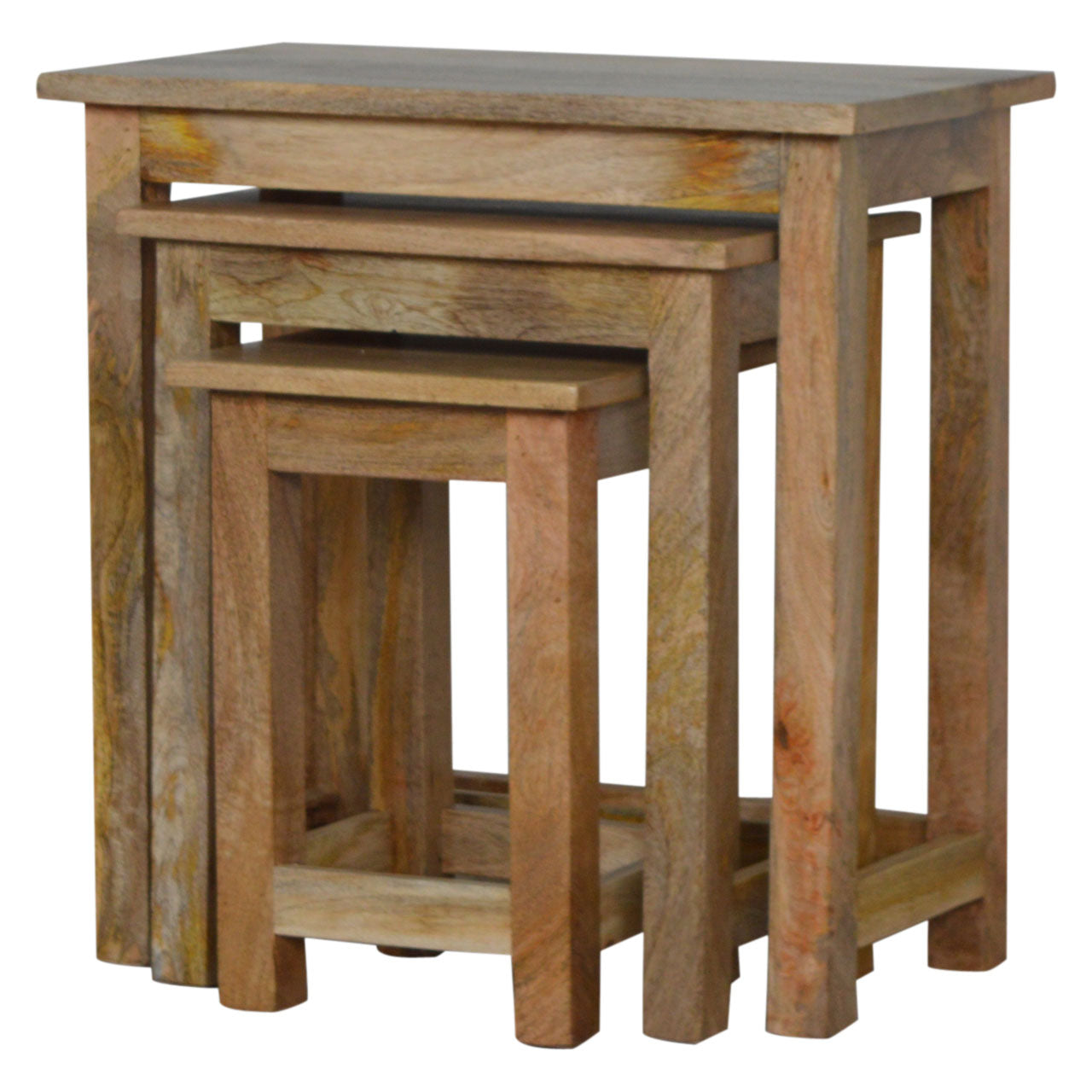 Country Solid Wood Stool Set Of 3