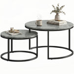 2 Pcs Stacking Coffee Table Set Steel Frame | Grey