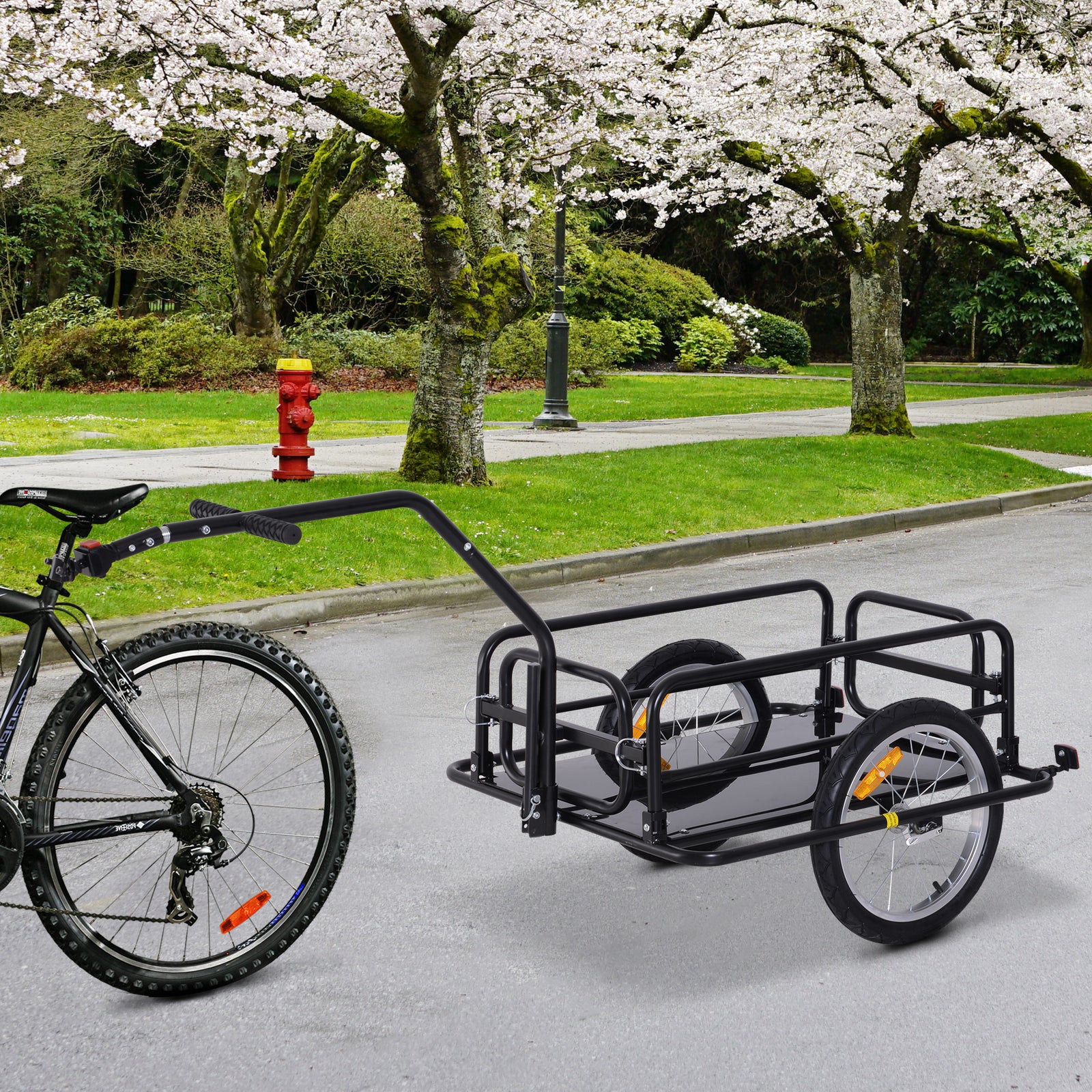 Folding Bicycle Cargo Cart With Hitch Black