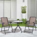 Patio Bistro Set Folding Chairs Garden Coffee Table Balcony | Brown