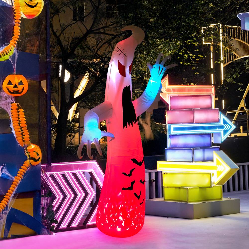 8ft Halloween Inflatable Spooky Ghost Decorations With Build-in Led Lights
