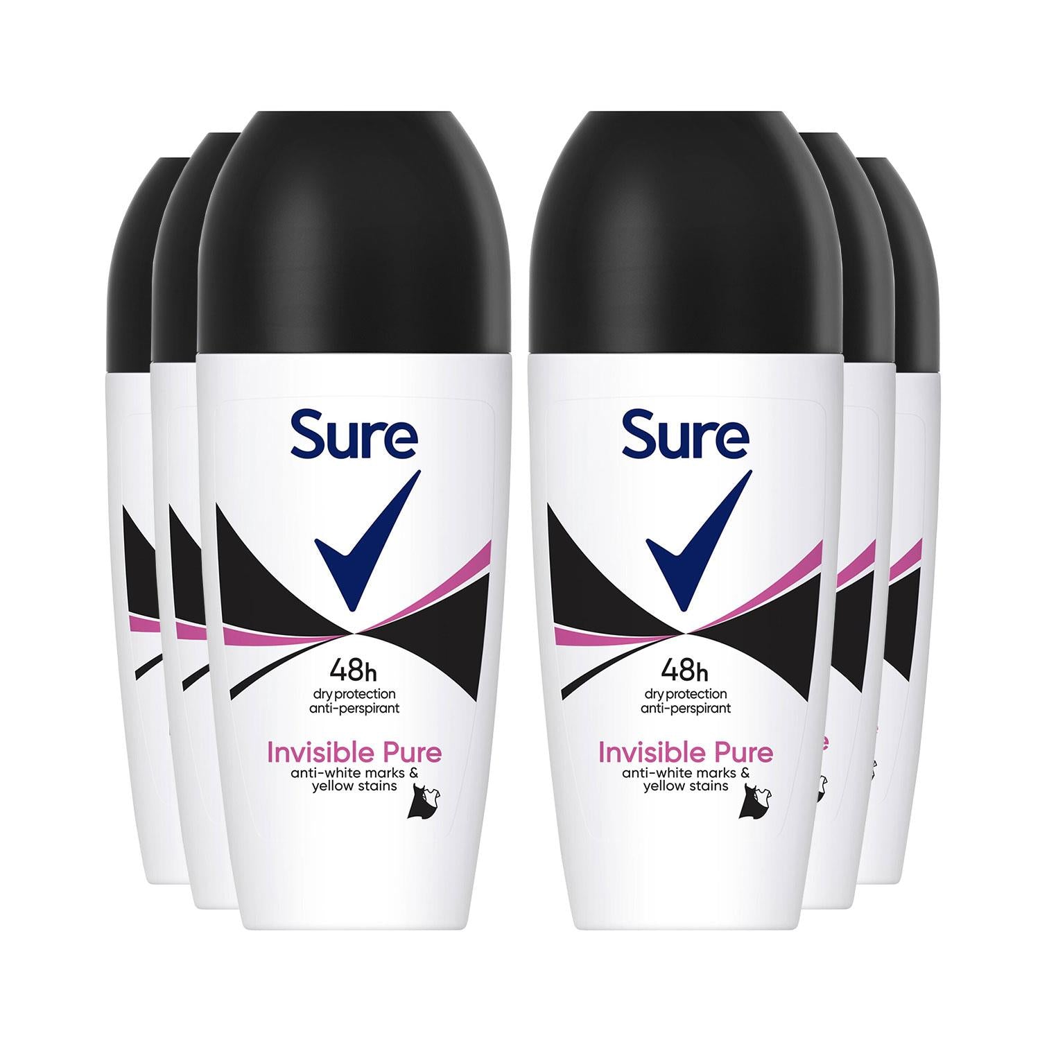 Women Roll On Invisible Pure Anti-perspirant 48hrs Dry Protection, 6pk, 50ml | 6
