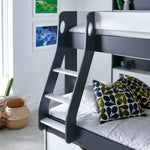 Oliver Triple Sleeper Storage Bunk Bed With Drawer With Memory Foam Mattresses | Small Double | Grey & White