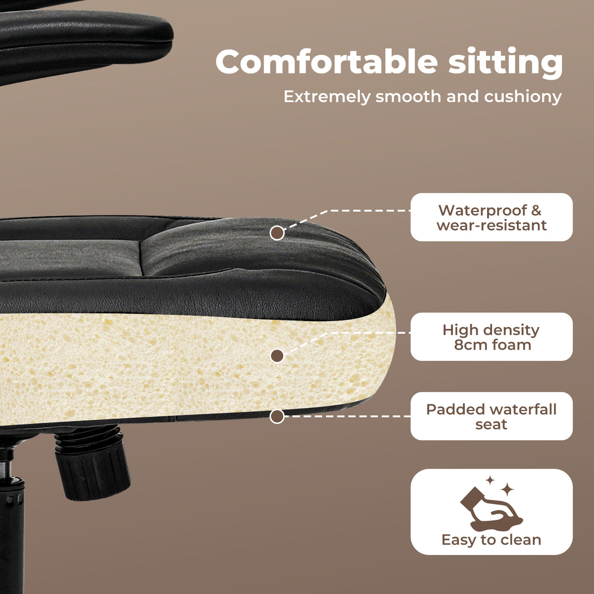 Ergonomic Office Computer Chair Pu Leather Swivel Recliner With Flip-up Armrests | Black