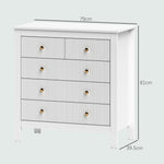 Fluted Bedroom Chest Of Drawers W/ 5 Drawers Gold Tone | One Size | White