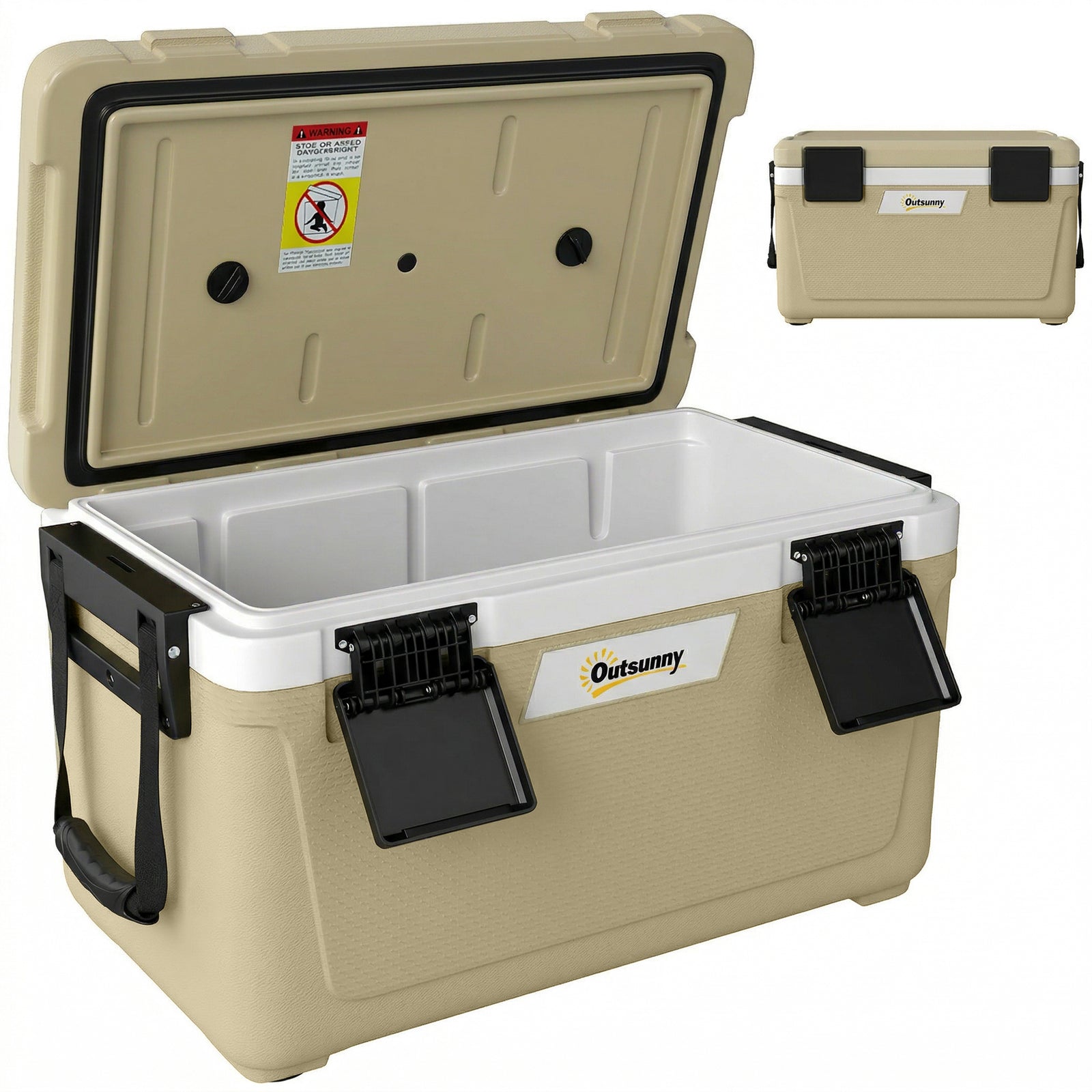 42.6l Insulated Cool Box, Portable Ice Cooler With Handle | Khaki