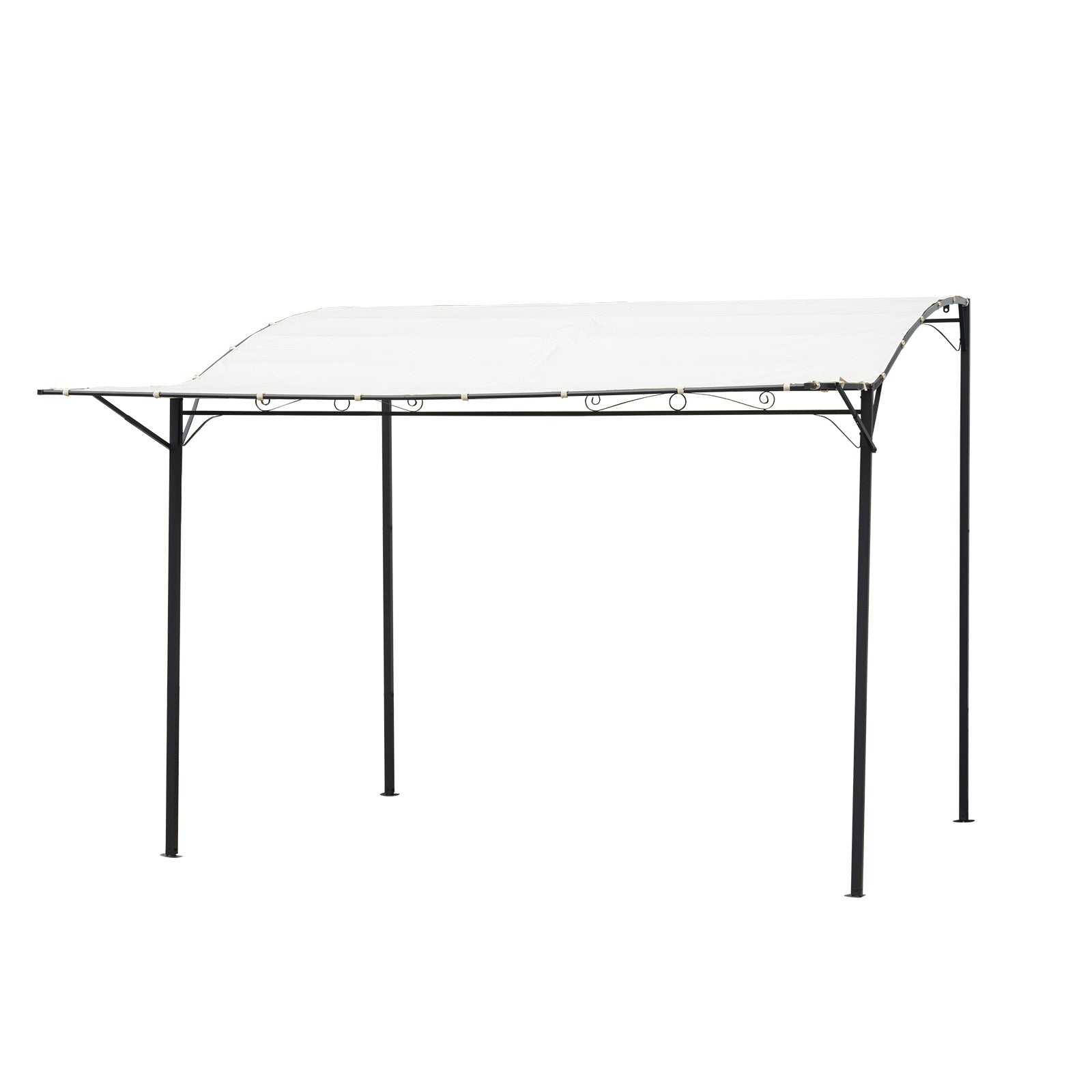 Patio Metal Gazebo Door Window Awning Wall Mount Shelter | Black
