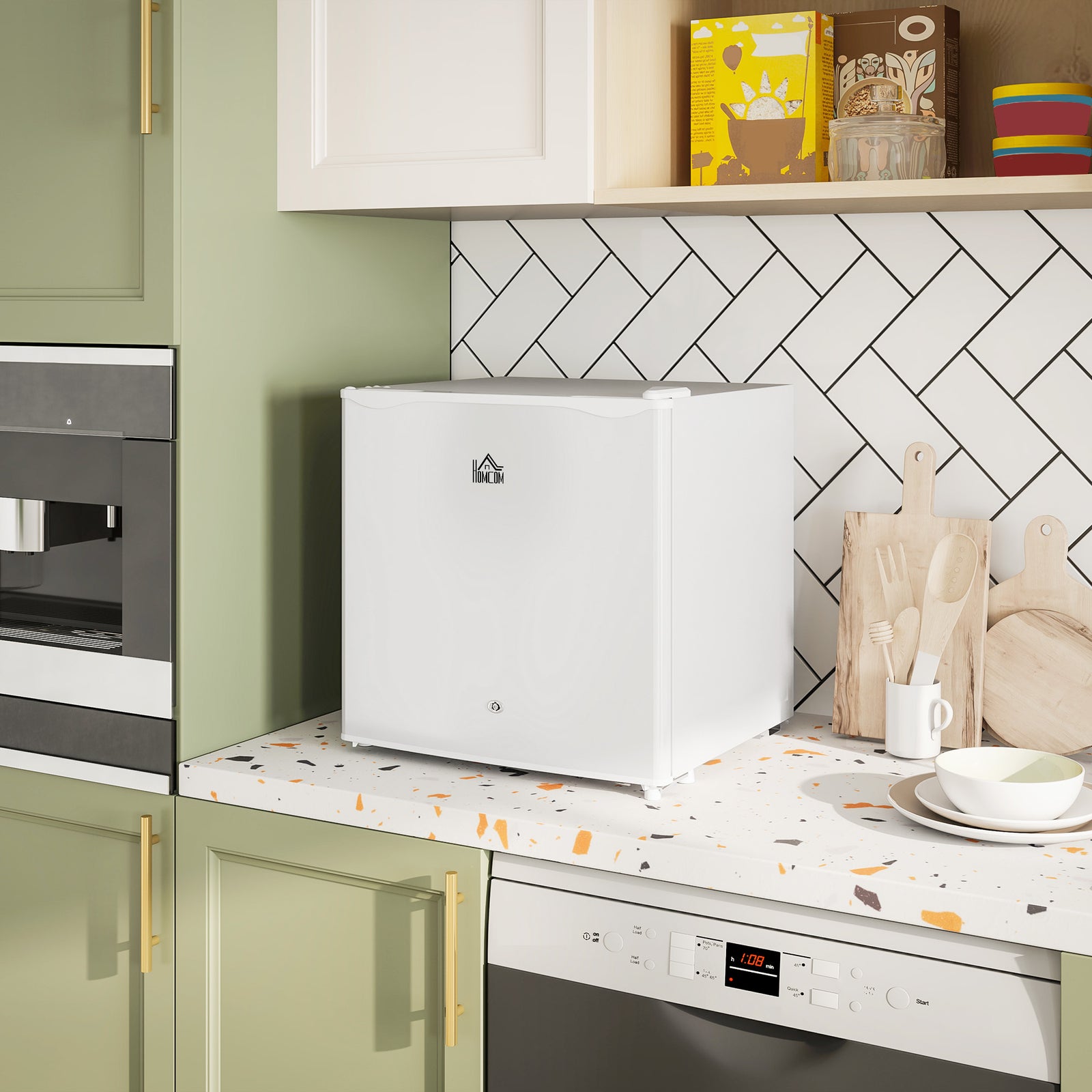 46l Counter Top Fridge Mini Fridge With Lock Chiller Box | One Size | Cream