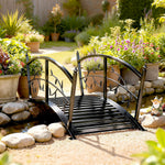 Outsunny 1.2m Metal Garden Bridge With Safety Railings, Outdoor Pond Bridge