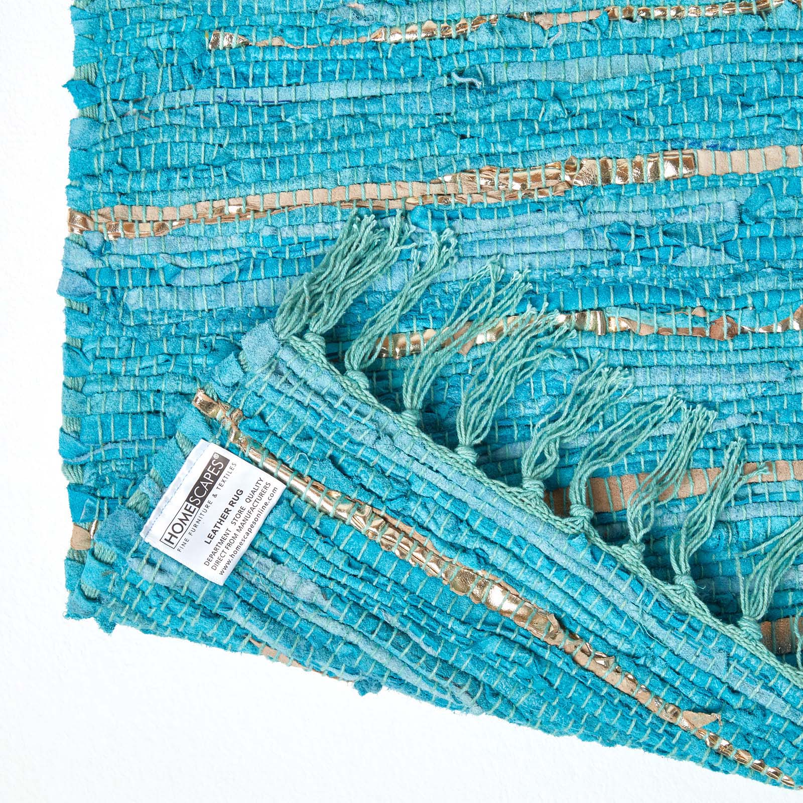 Leather Glitter Rug | 150cm x 95cm | Turquoise