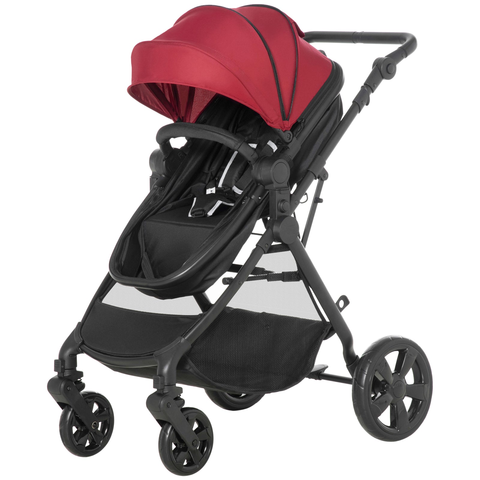 2 In 1 Pushchair Stroller W/ Reversible Seat Single Hand Foldable | Red