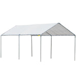 2-rooms Outdoor Carport Galvanized Steel Tent Uv Resistant | White