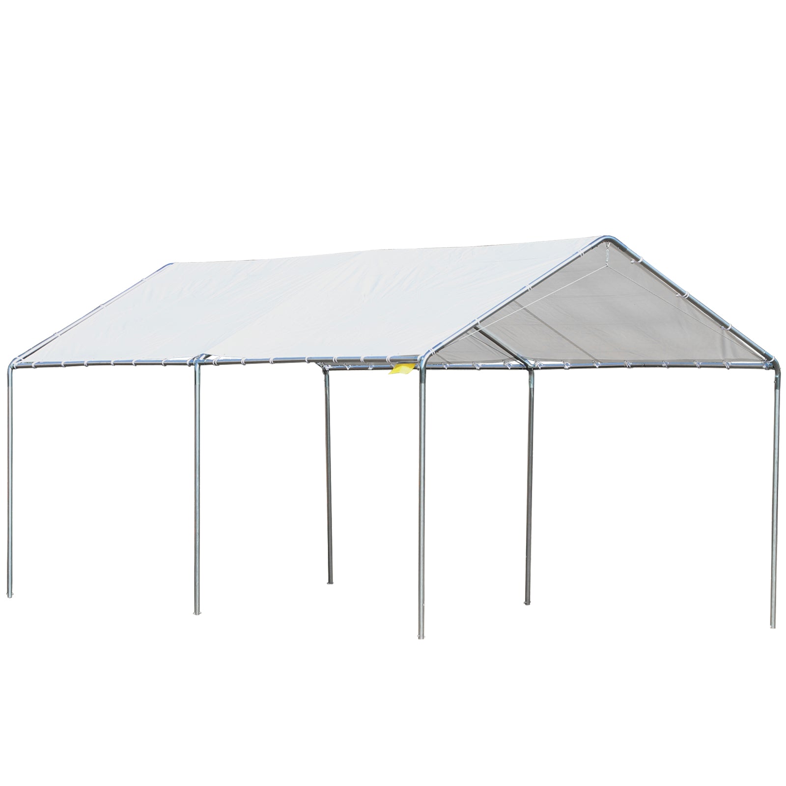 2-rooms Outdoor Carport Galvanized Steel Tent Uv Resistant | White