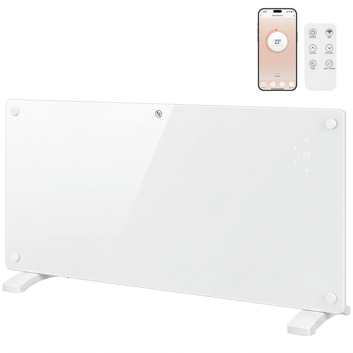 2000w Electric Space Heater Radiator Wifi Smart App | White