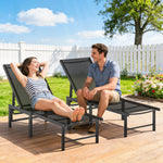 Sun Loungers Set Of 2, 5-level Reclining Sunbeds | Black