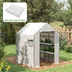 Reinforced Pe Greenhouse Cover W/ Door & Windows | White