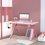 Ergonomic Gaming Desk With Hook Cup Holder Led | Pink